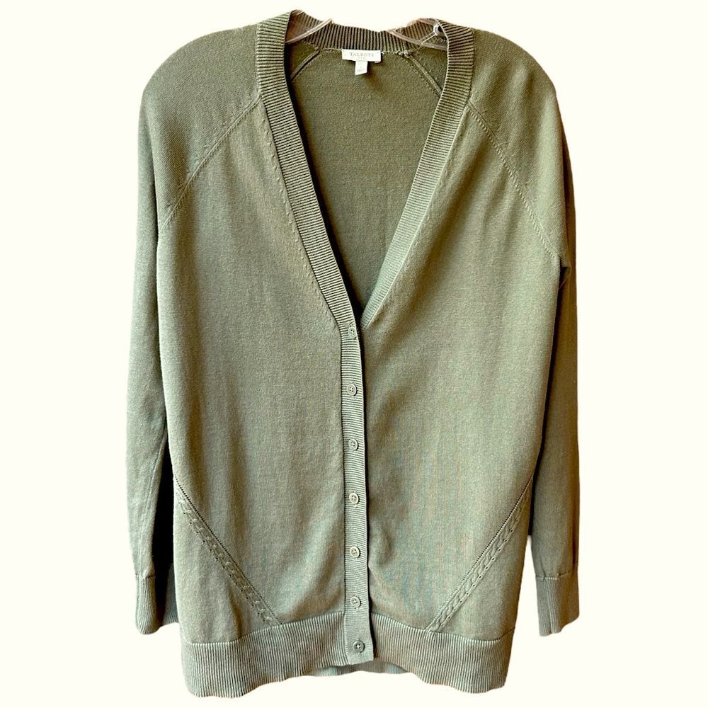 Talbots Green Button-up Cardigan Sweater S